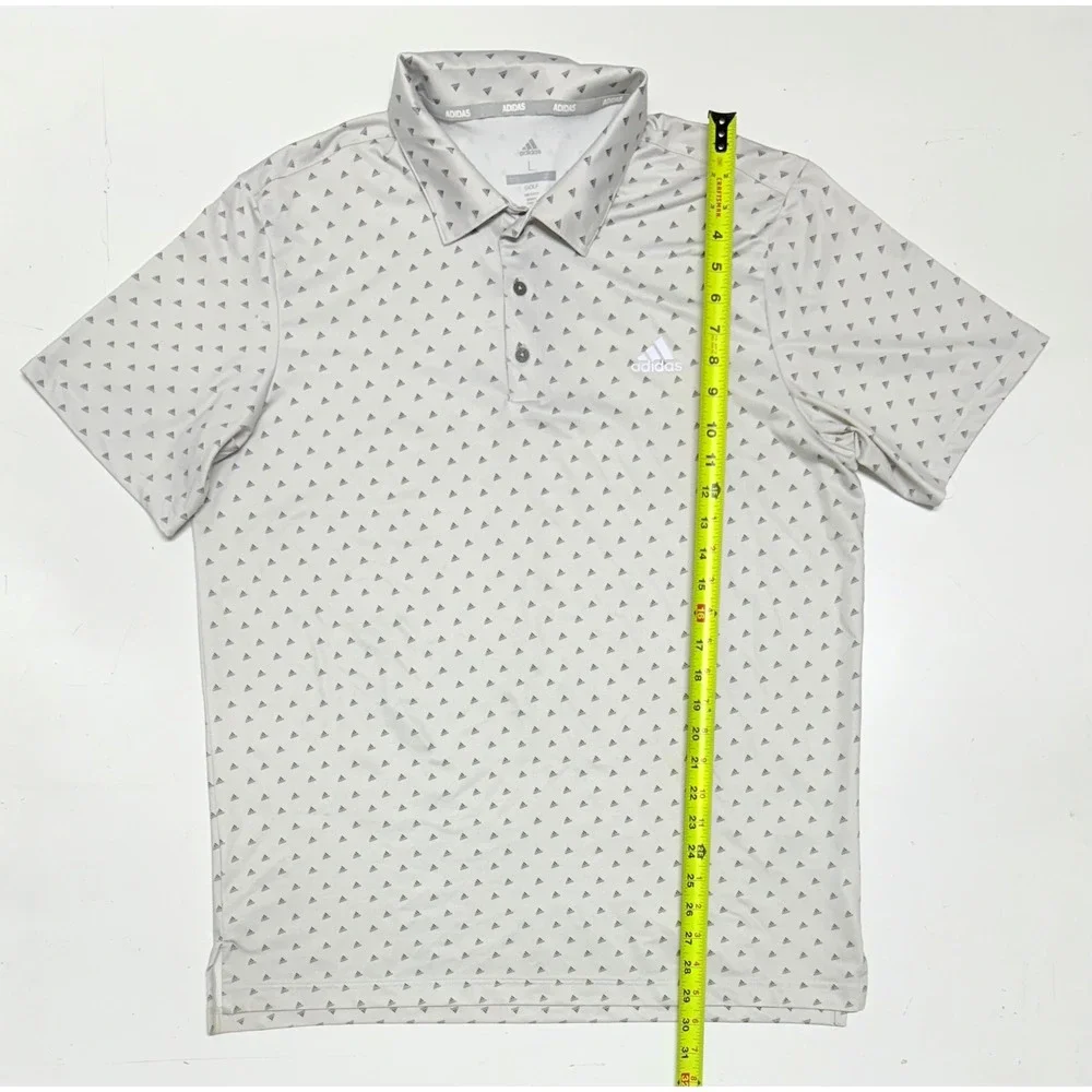 Adidas Golf Polo Shirt Mens Large Gray Logo Print‎ Athletic Top